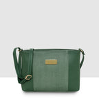 Dual-Zip Textured Sling Bag For Womens
