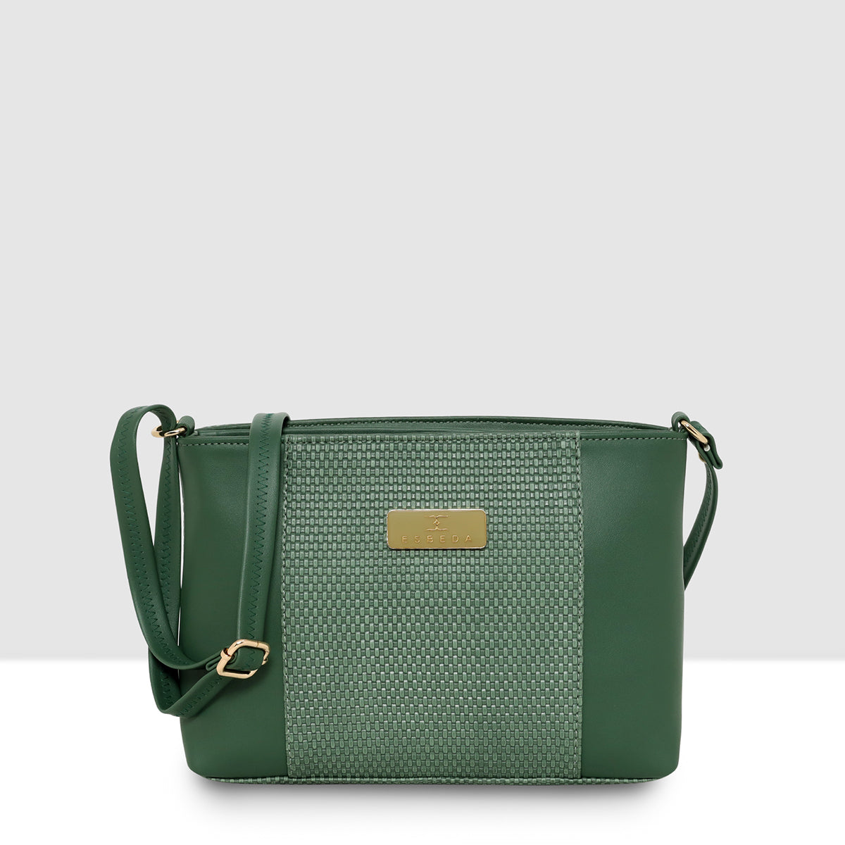 Dual-Zip Textured Sling Bag For Womens