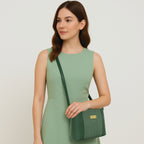Dual-Zip Textured Sling Bag For Womens