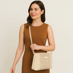 Dual-Zip Textured Sling Bag For Womens