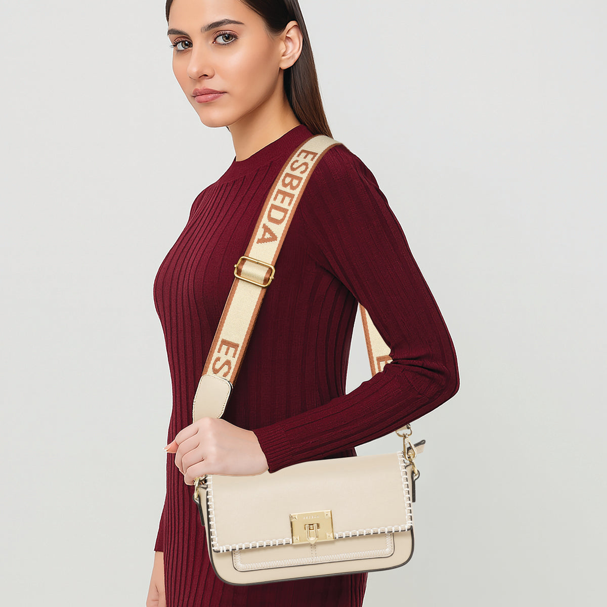 Luxe Stitch-Detail Sling Bag For Womens