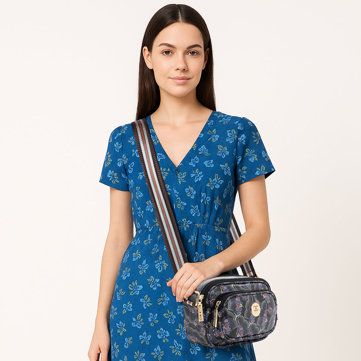 Printed Pattern Bloom Print Sling Bag For Womens