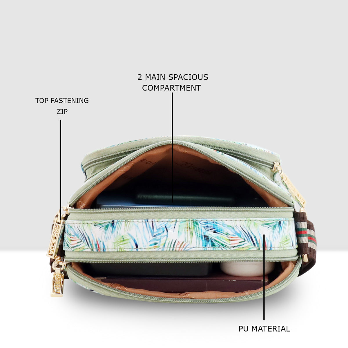 Printed Pattern Bloom Print Sling Bag For Womens