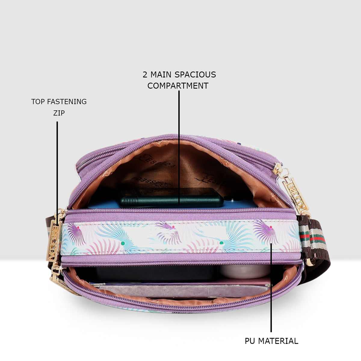 Printed Pattern Bloom Print Sling Bag For Womens