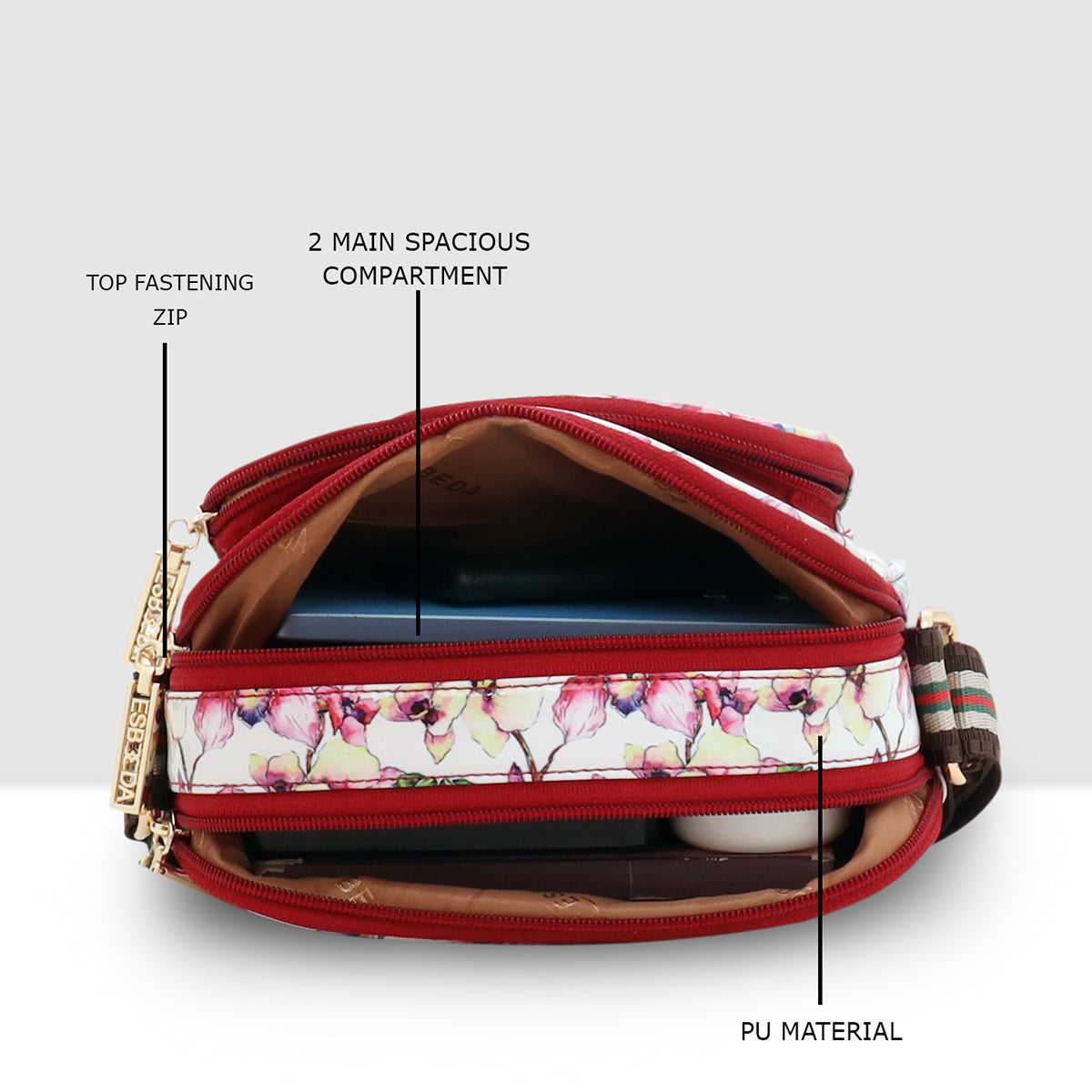 Printed Pattern Bloom Print Sling Bag For Womens