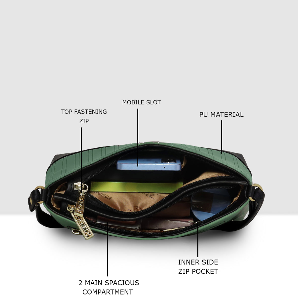 Dual-Tone Textured Sling Bag For Womens