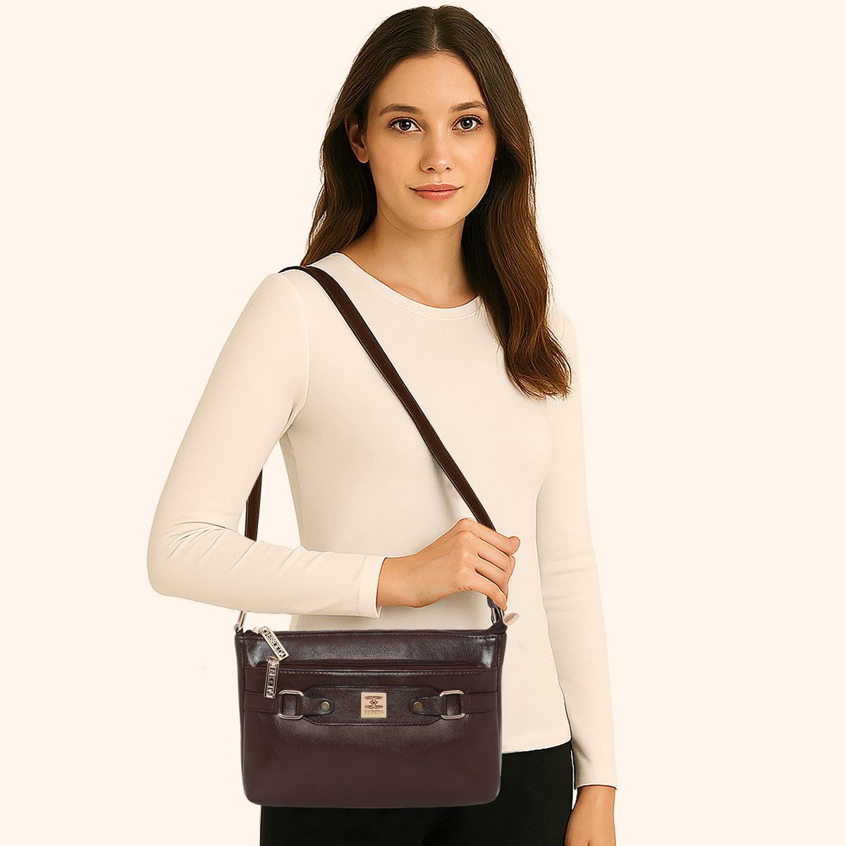 Classic Structured  Buckle Sling For Womens
