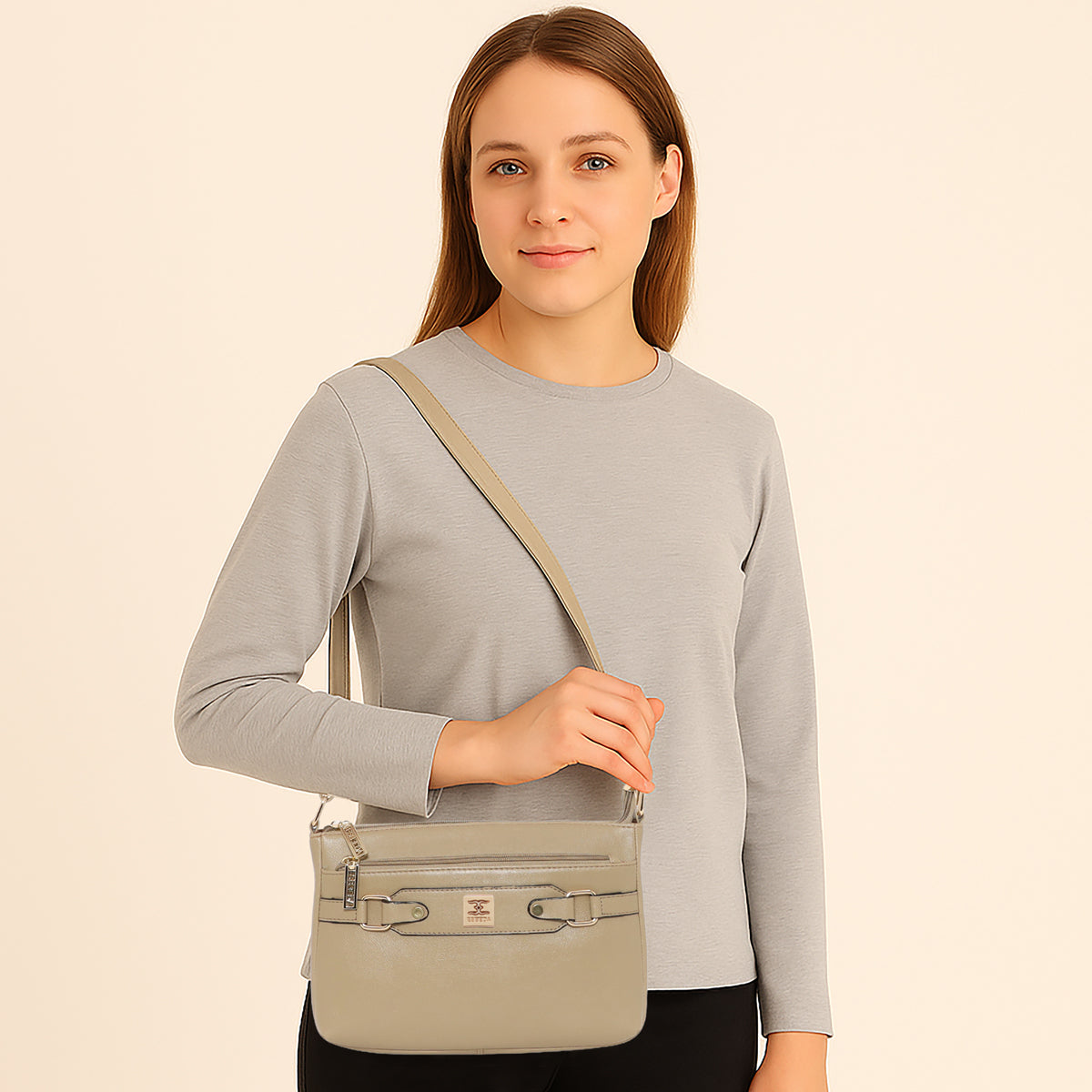 Classic Structured  Buckle Sling For Womens