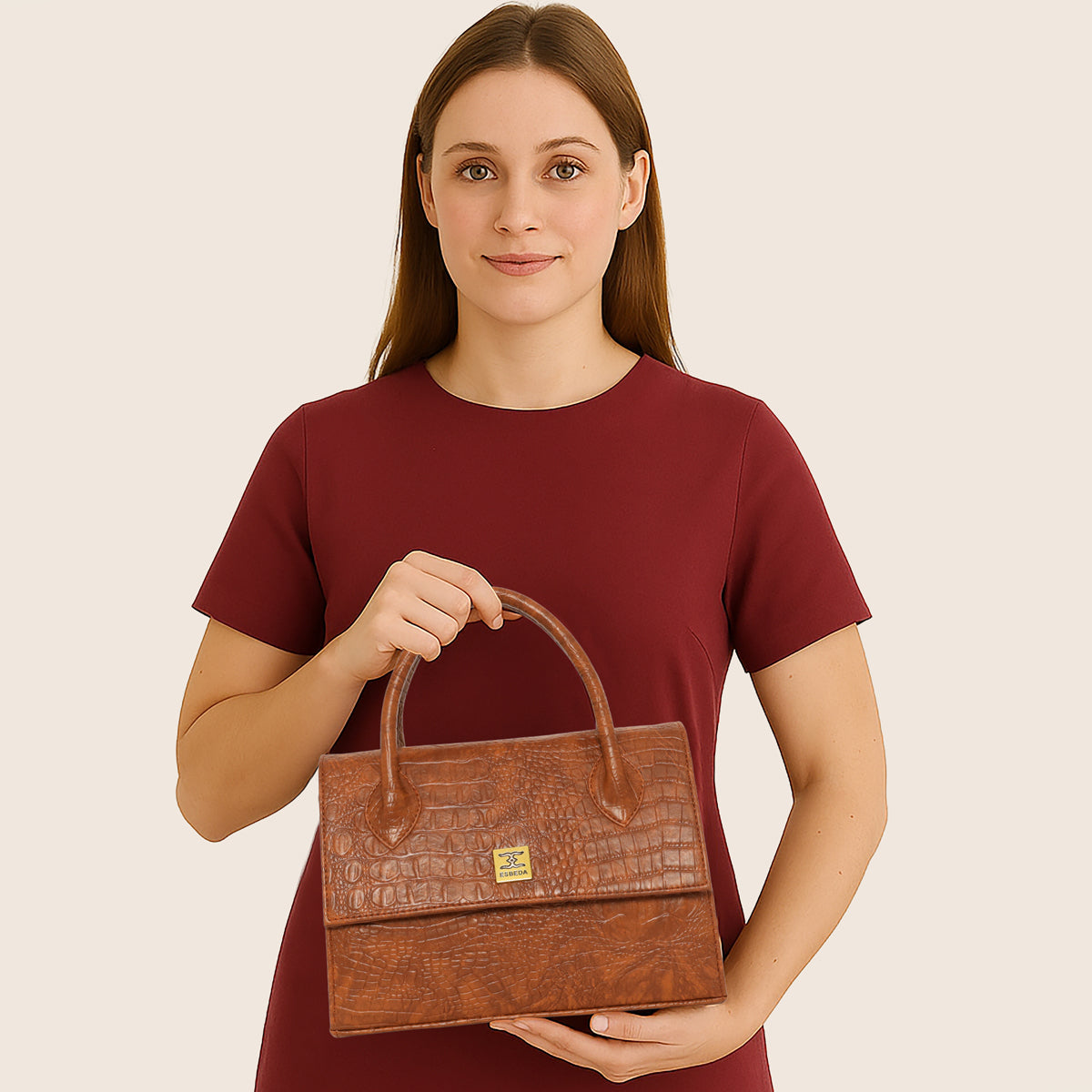 Croco Texture Handbag  For Womens