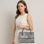 Croco Texture Handbag  For Womens