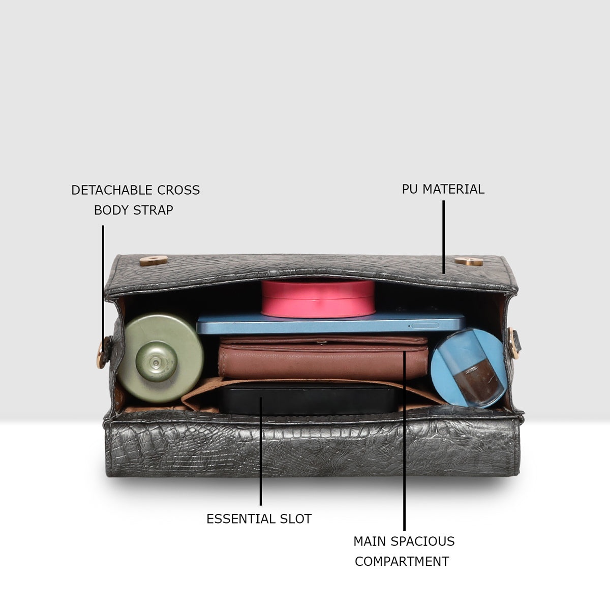 Croco Texture Handbag  For Womens