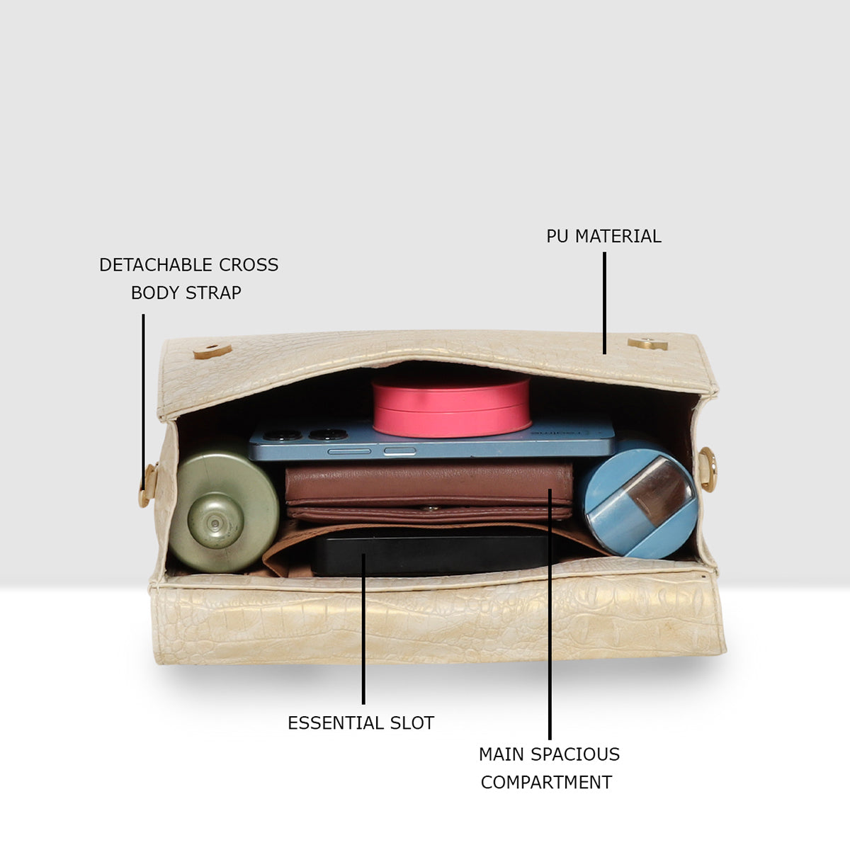 Croco Texture Handbag  For Womens