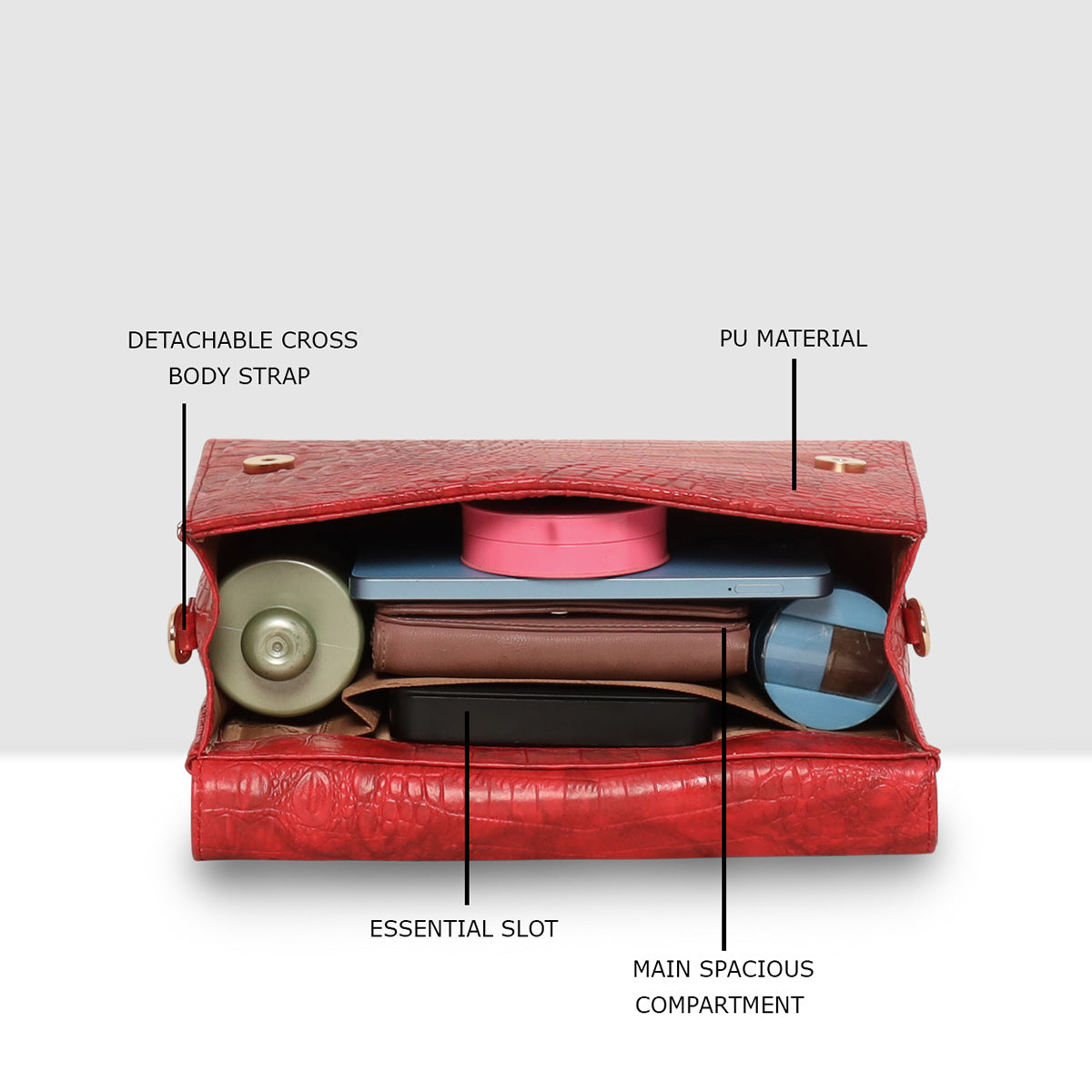 Croco Texture Handbag  For Womens