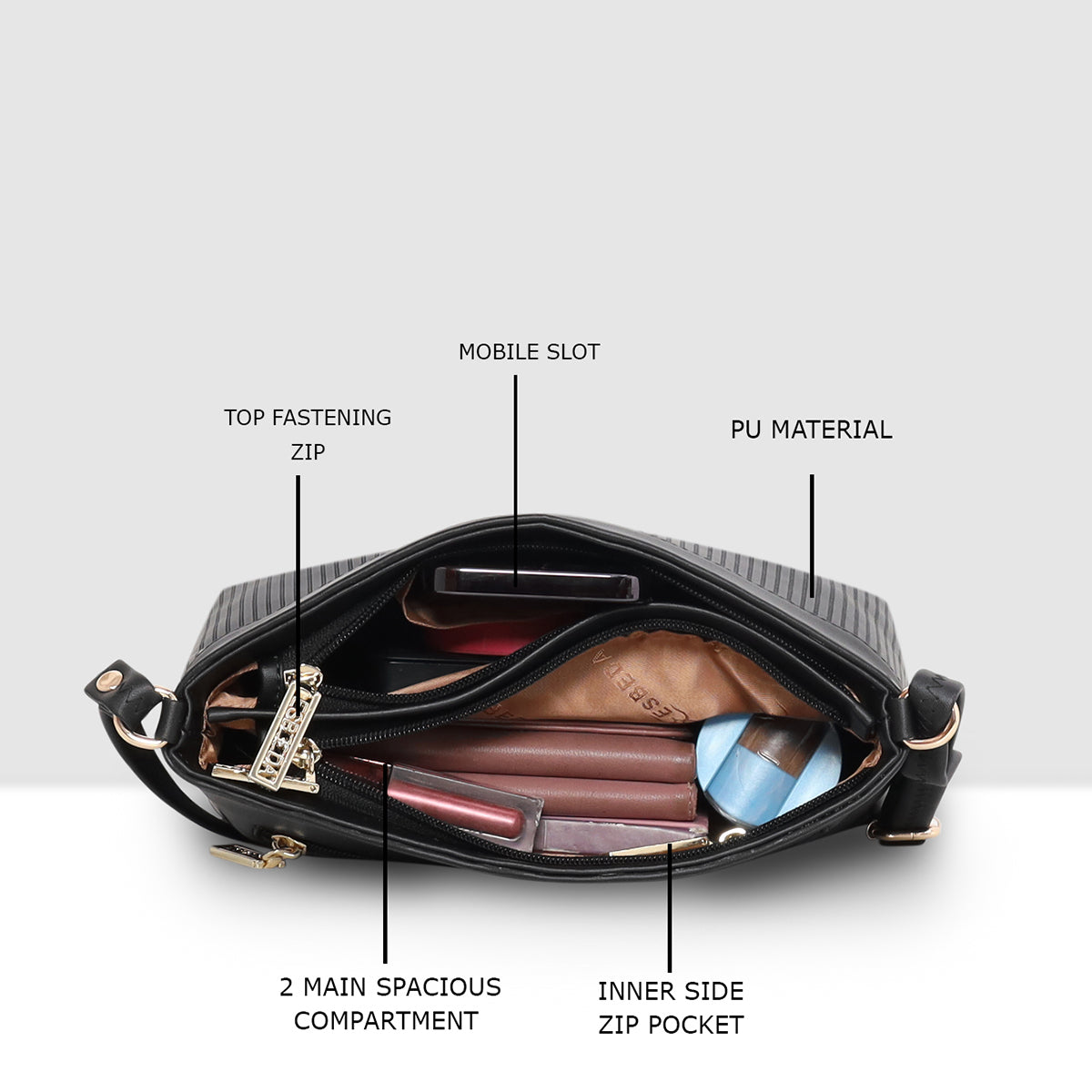 Dual-Tone Striped Sling bag For Womens