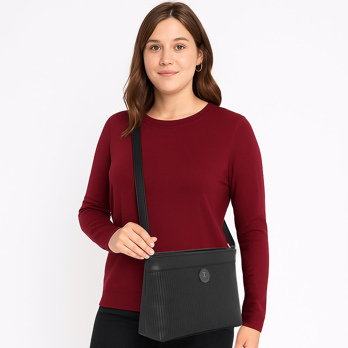 Dual-Tone Striped Sling bag For Womens