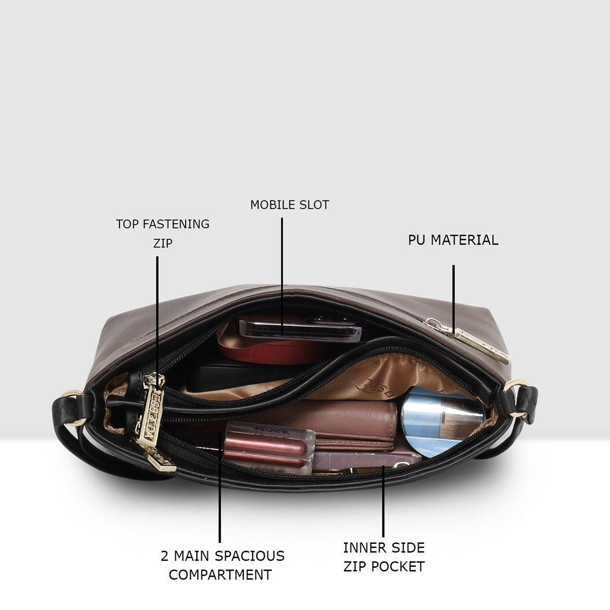 Dual-Tone Striped Sling bag For Womens