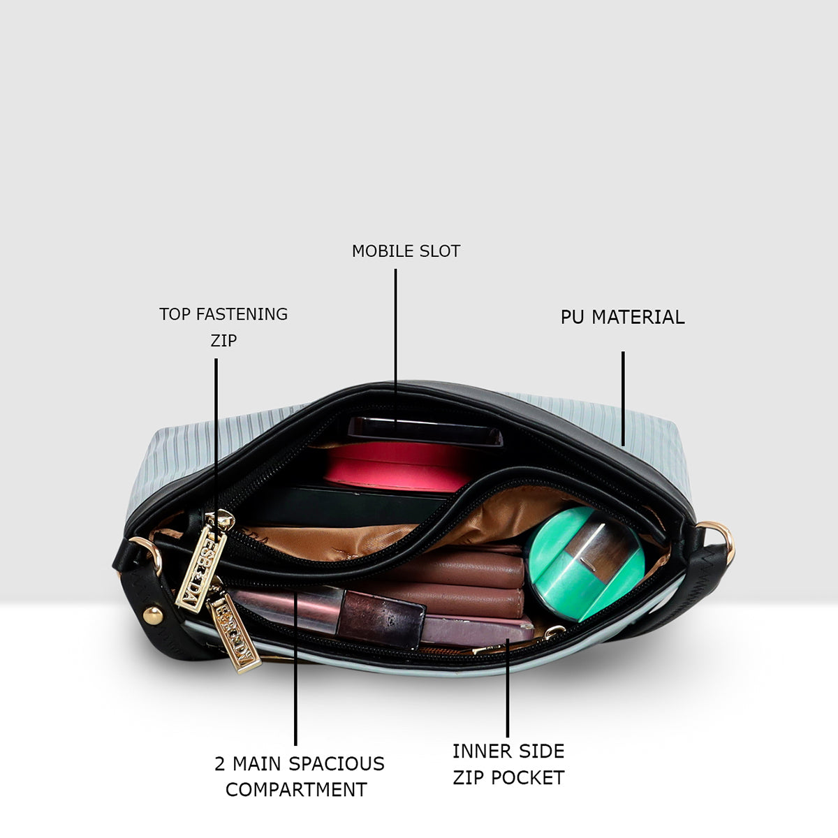 Dual-Tone Striped Sling bag For Womens