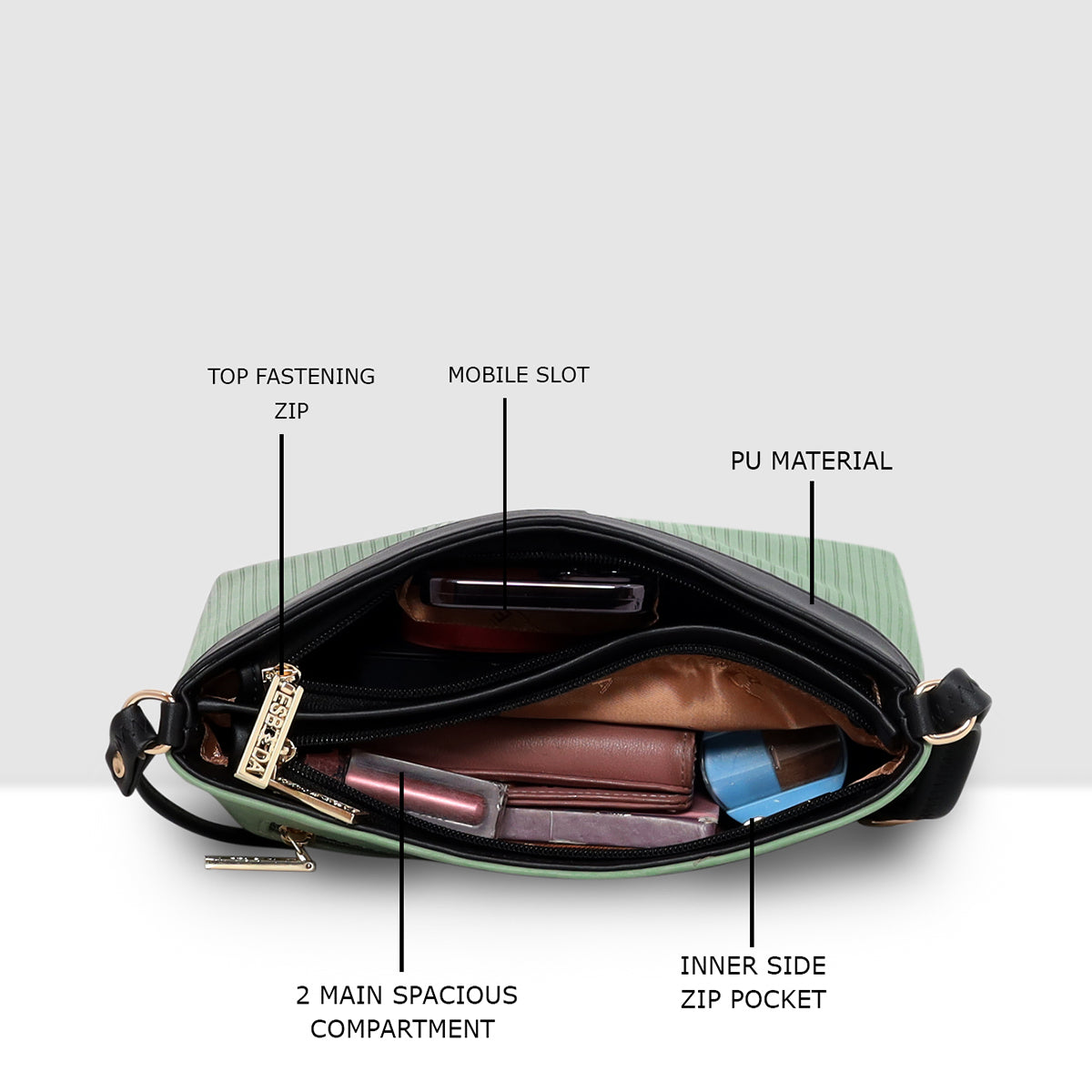Dual-Tone Striped Sling bag For Womens