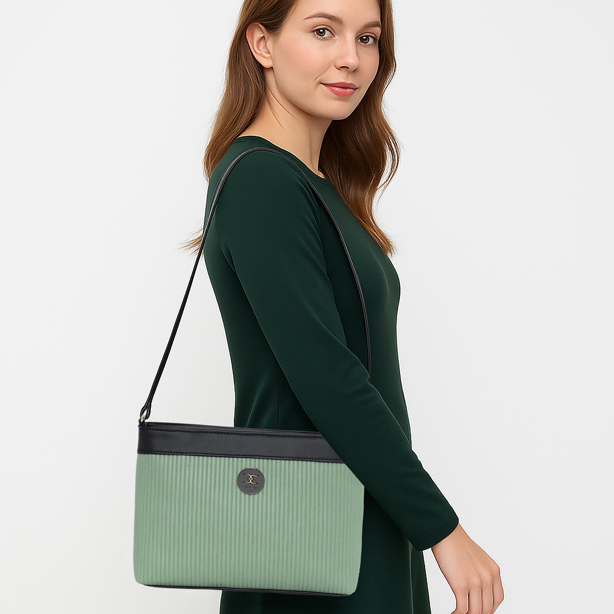 Dual-Tone Striped Sling bag For Womens