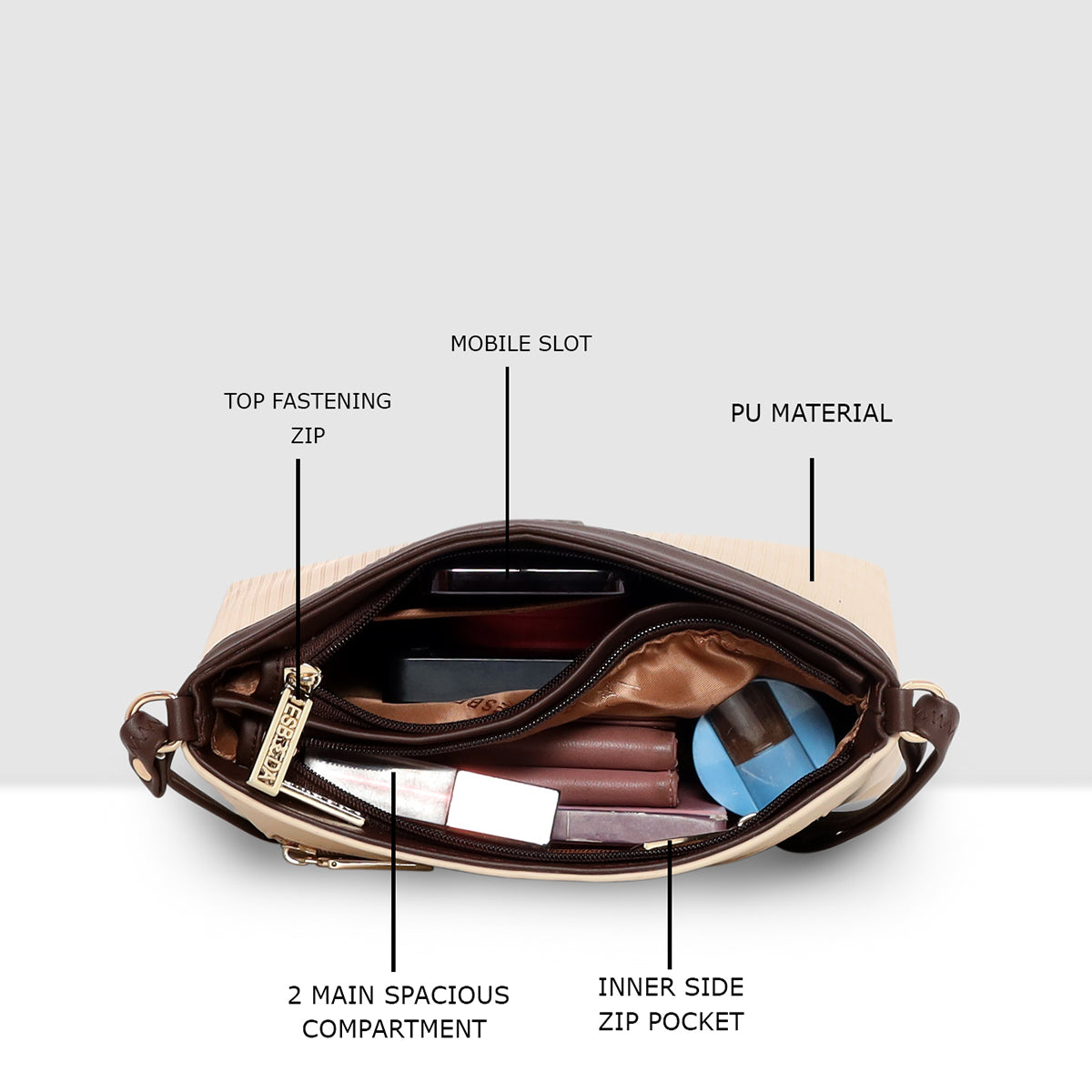 Dual-Tone Striped Sling bag For Womens
