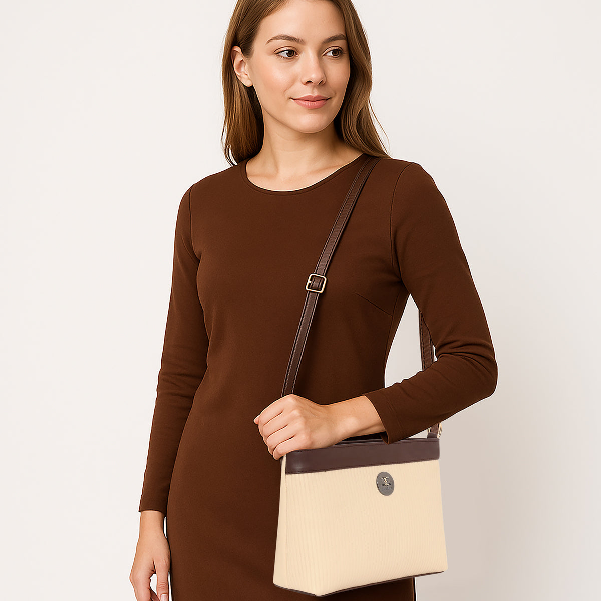 Dual-Tone Striped Sling bag For Womens