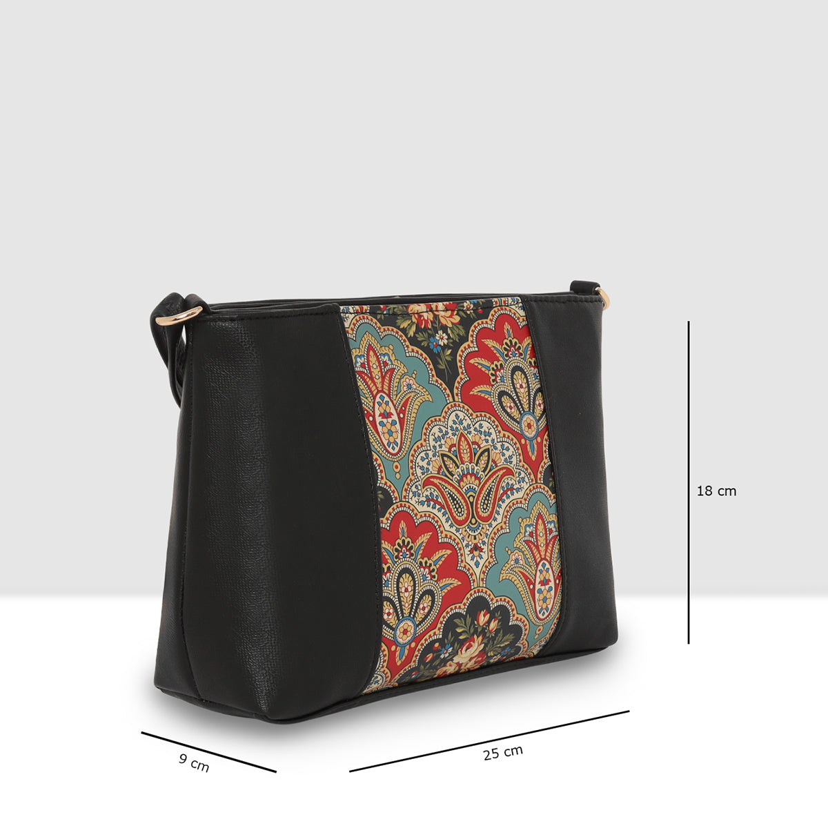 Printed Pattern Ethnic Print Panel Sling Bag For Womens