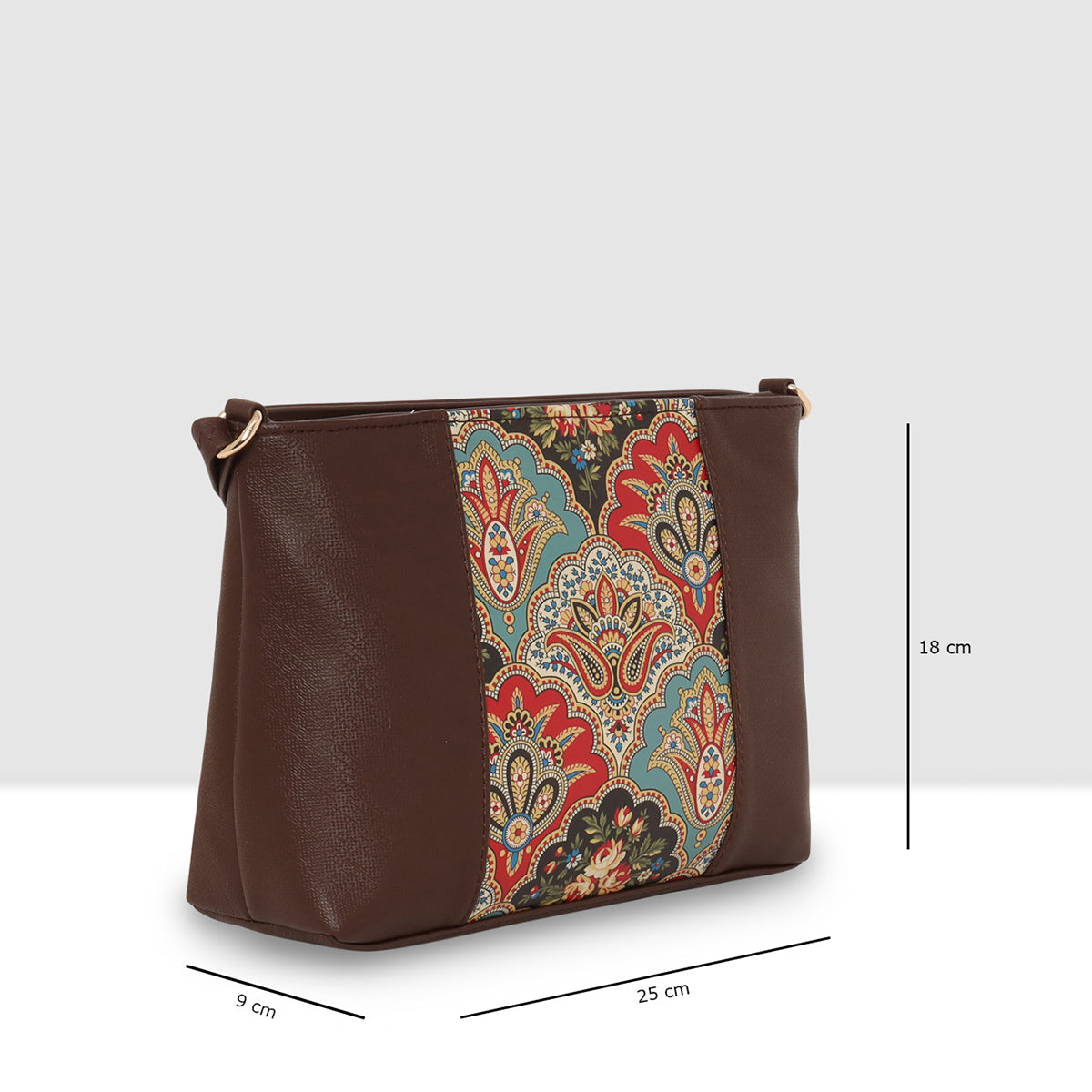Printed Pattern Ethnic Print Panel Sling Bag For Womens