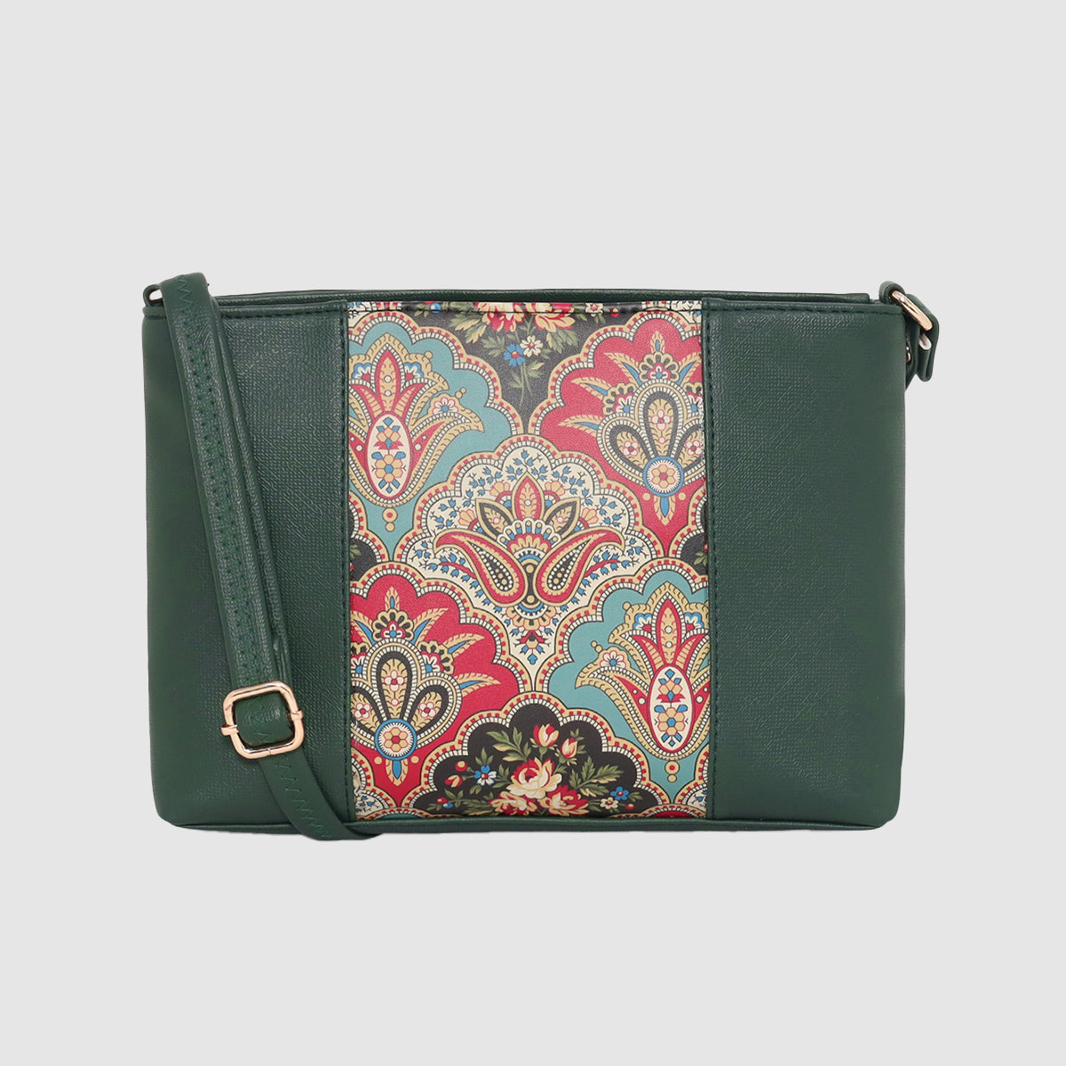Printed Pattern Ethnic Print Panel Sling Bag For Womens