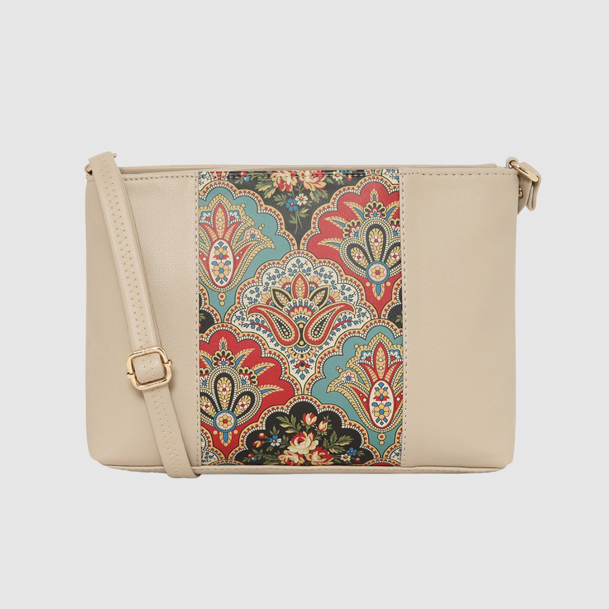 Printed Pattern Ethnic Print Panel Sling Bag For Womens