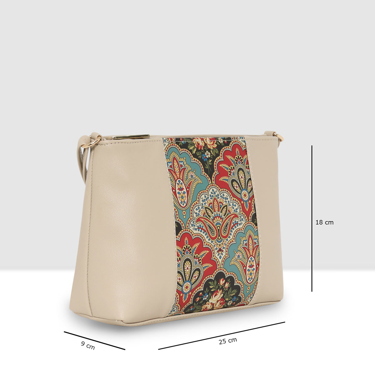 Printed Pattern Ethnic Print Panel Sling Bag For Womens