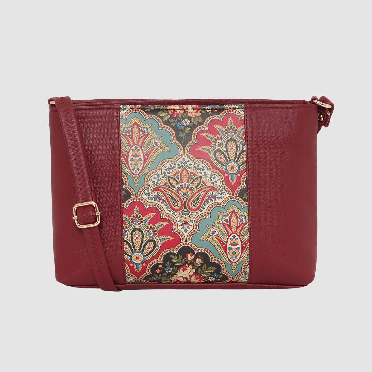 Printed Pattern Ethnic Print Panel Sling Bag For Womens