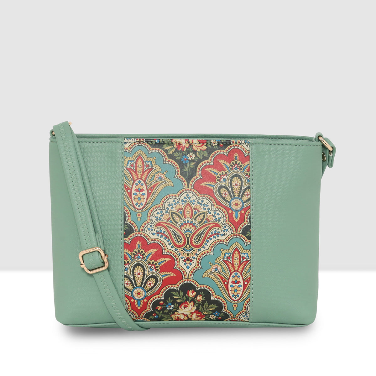 Printed Pattern Ethnic Print Panel Sling Bag For Womens