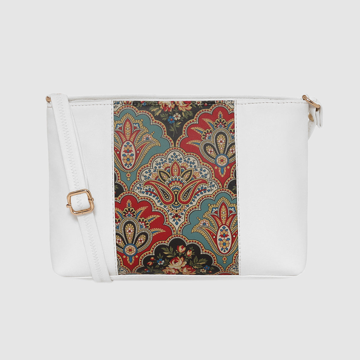 Printed Pattern Ethnic Print Panel Sling Bag For Womens