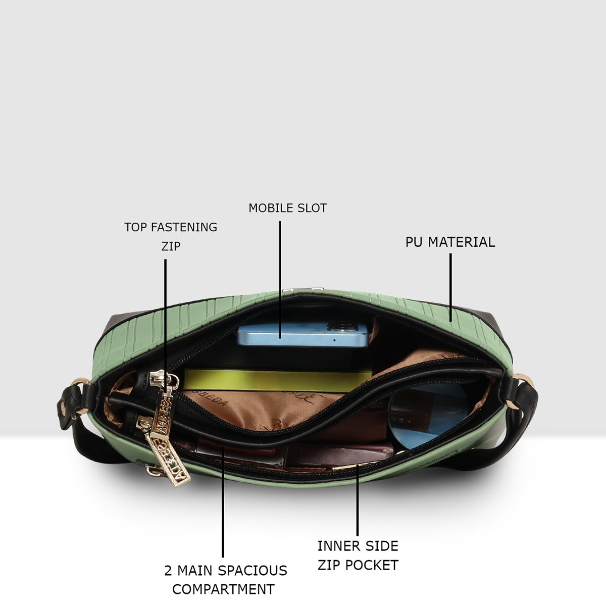 Dual-Tone Textured Sling Bag For Womens