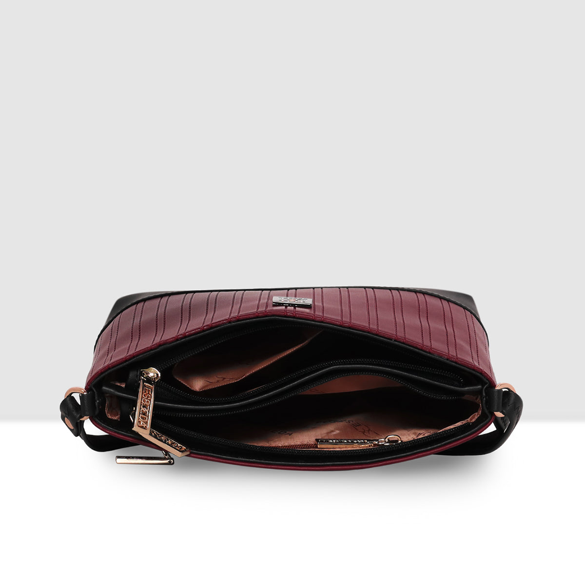 Dual-Tone Textured Sling Bag For Womens