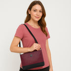 Dual-Tone Textured Sling Bag For Womens