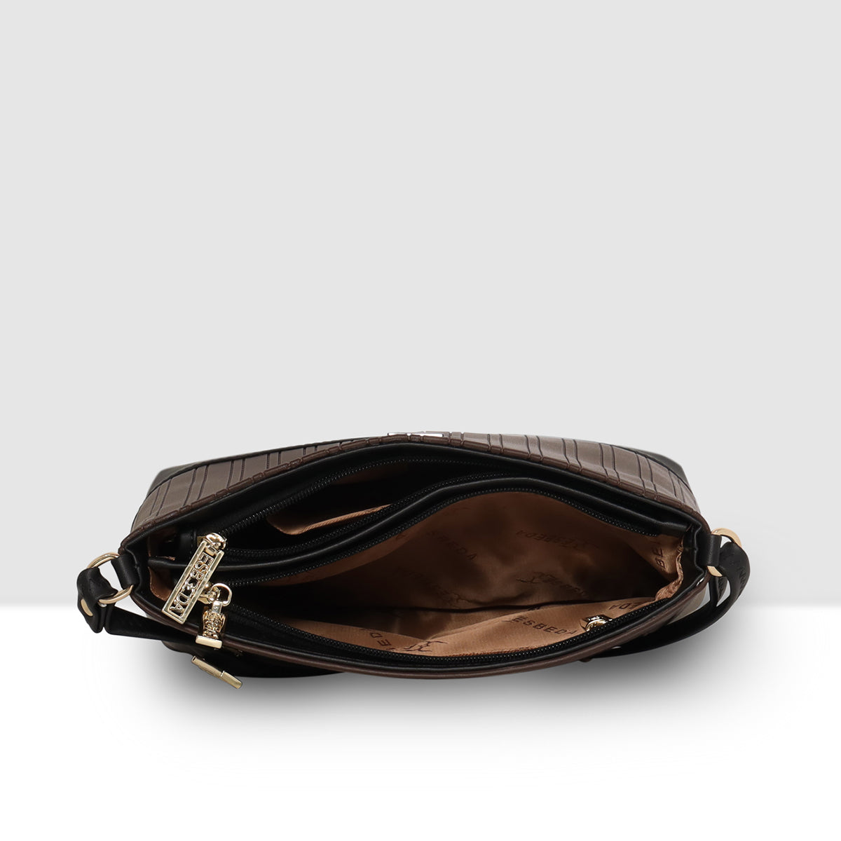 Dual-Tone Textured Sling Bag For Womens