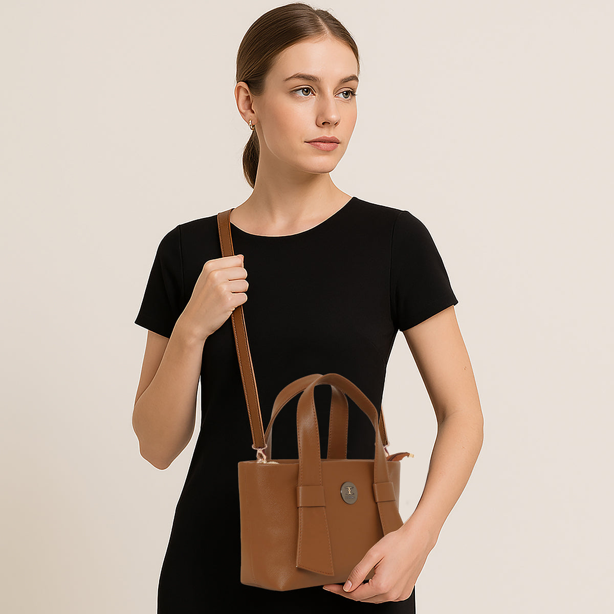 Classic Mini Solid Pattern Handbag For Womens