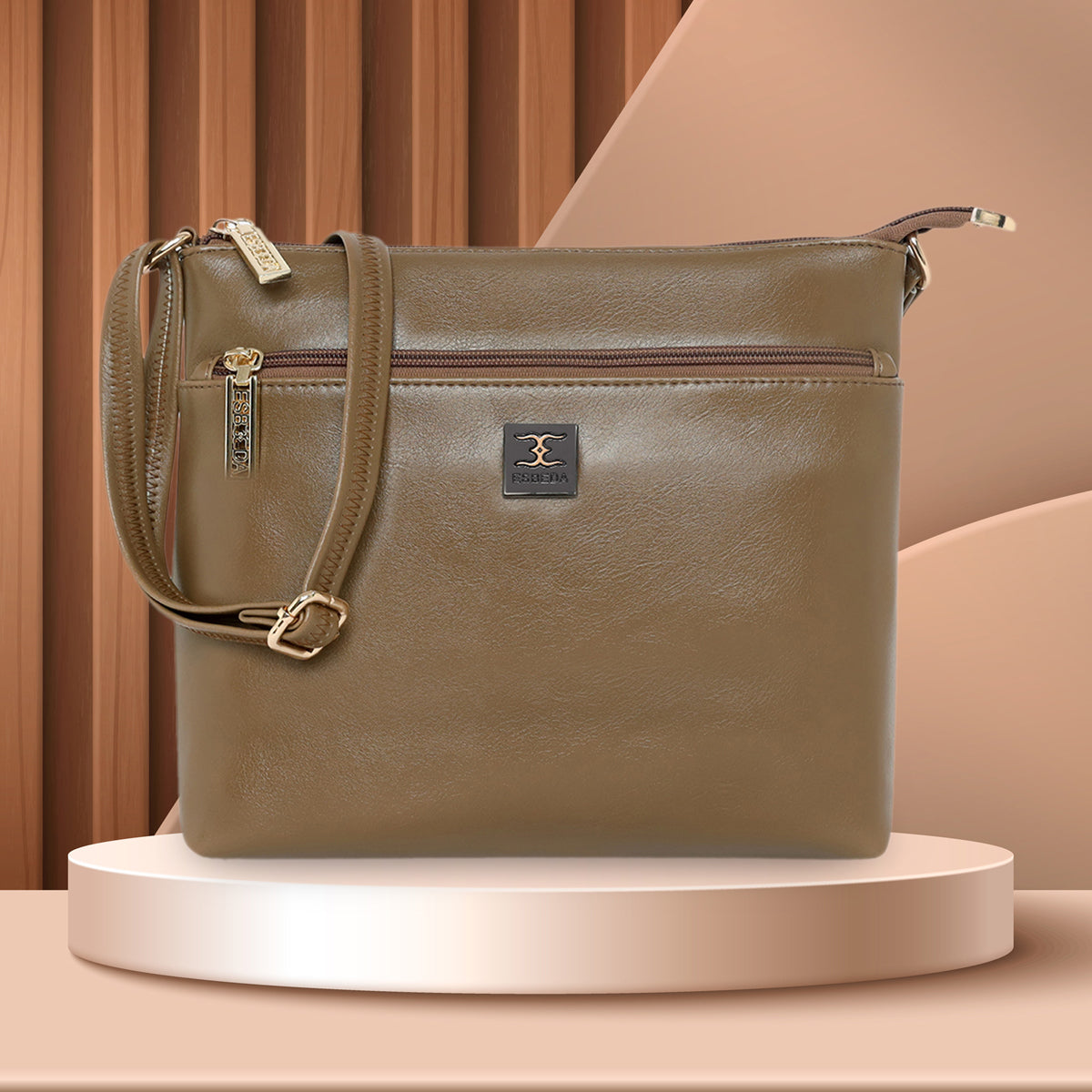Dual zip Classic Texture Sling For Womens