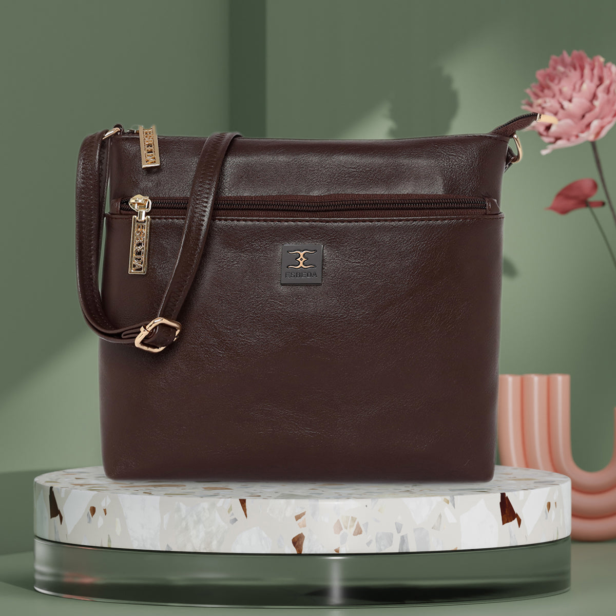 Dual zip Classic Texture Sling For Womens
