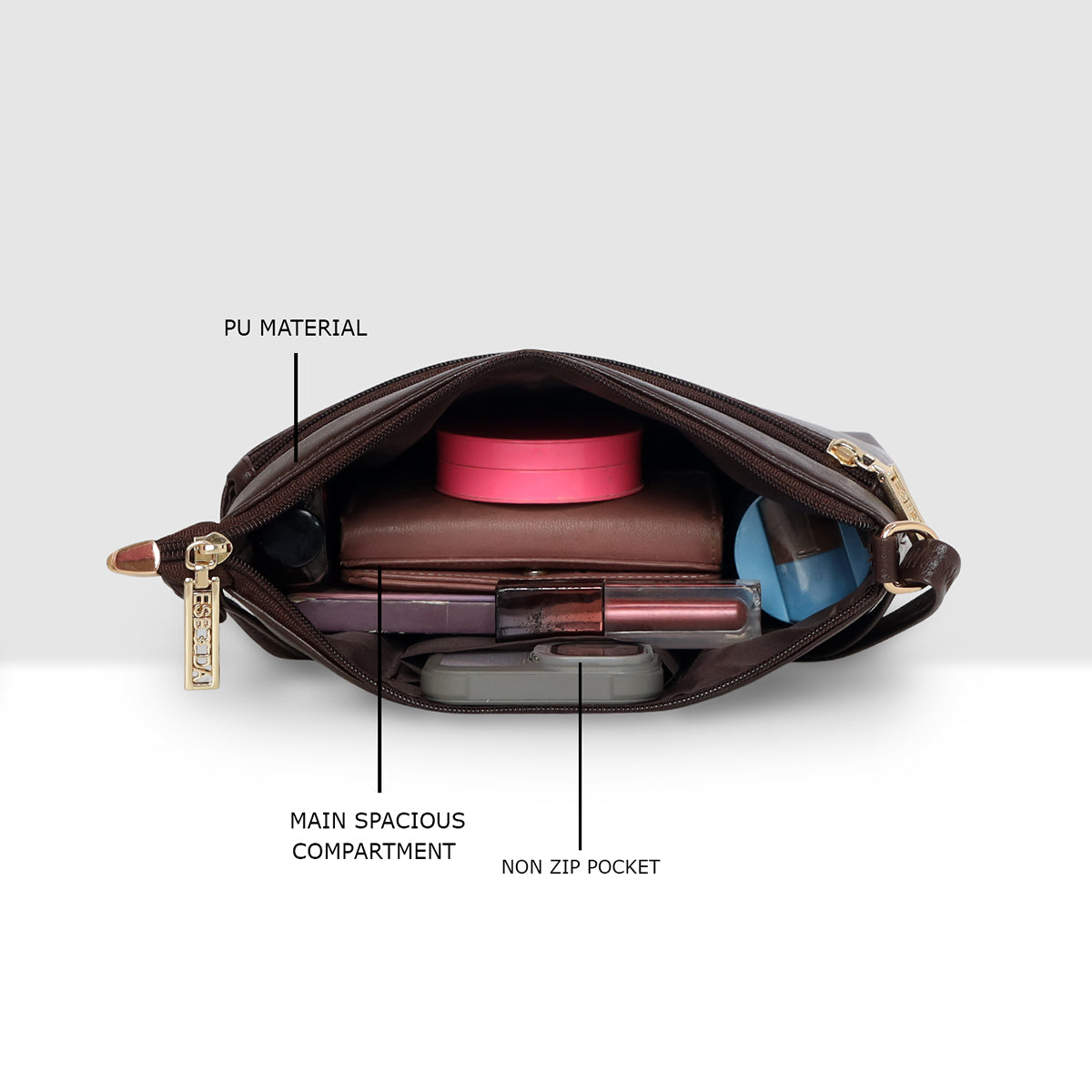 Dual zip Classic Texture Sling For Womens