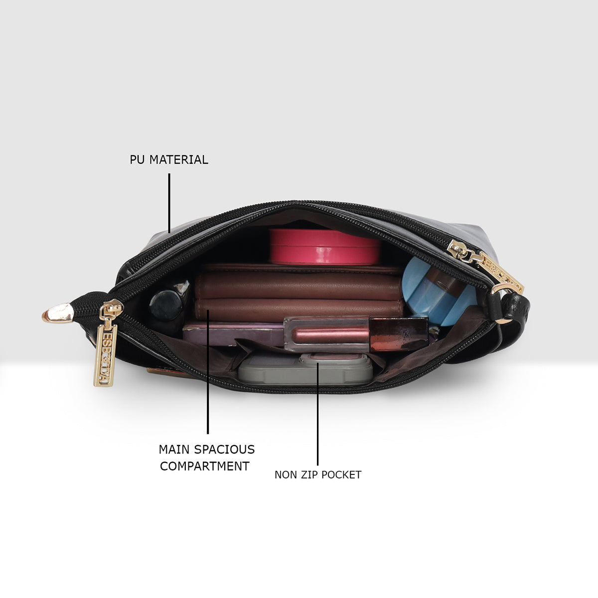 Dual zip Classic Texture Sling For Womens