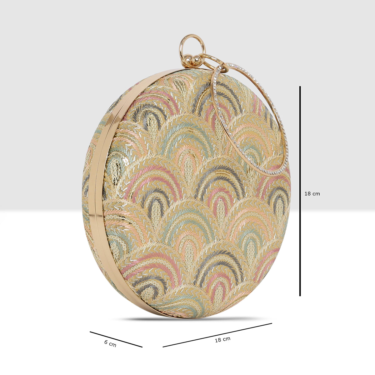 Embroidery Pattern Round Party Clutch For Womens