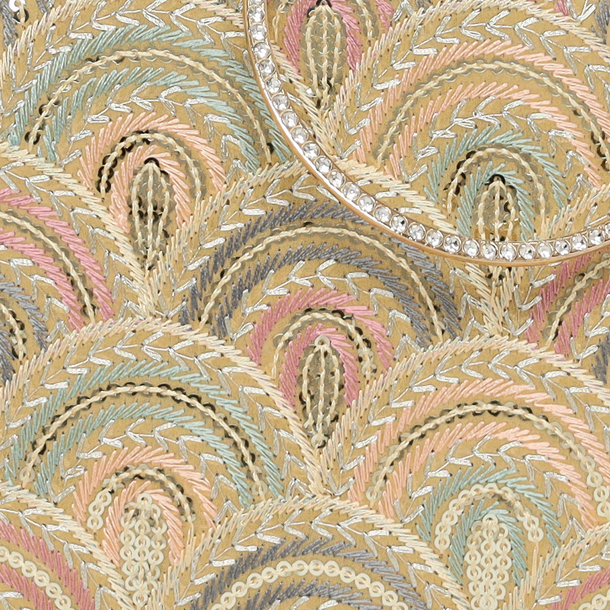 Embroidery Pattern Round Party Clutch For Womens