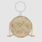 Embroidery Pattern Round Party Clutch For Womens