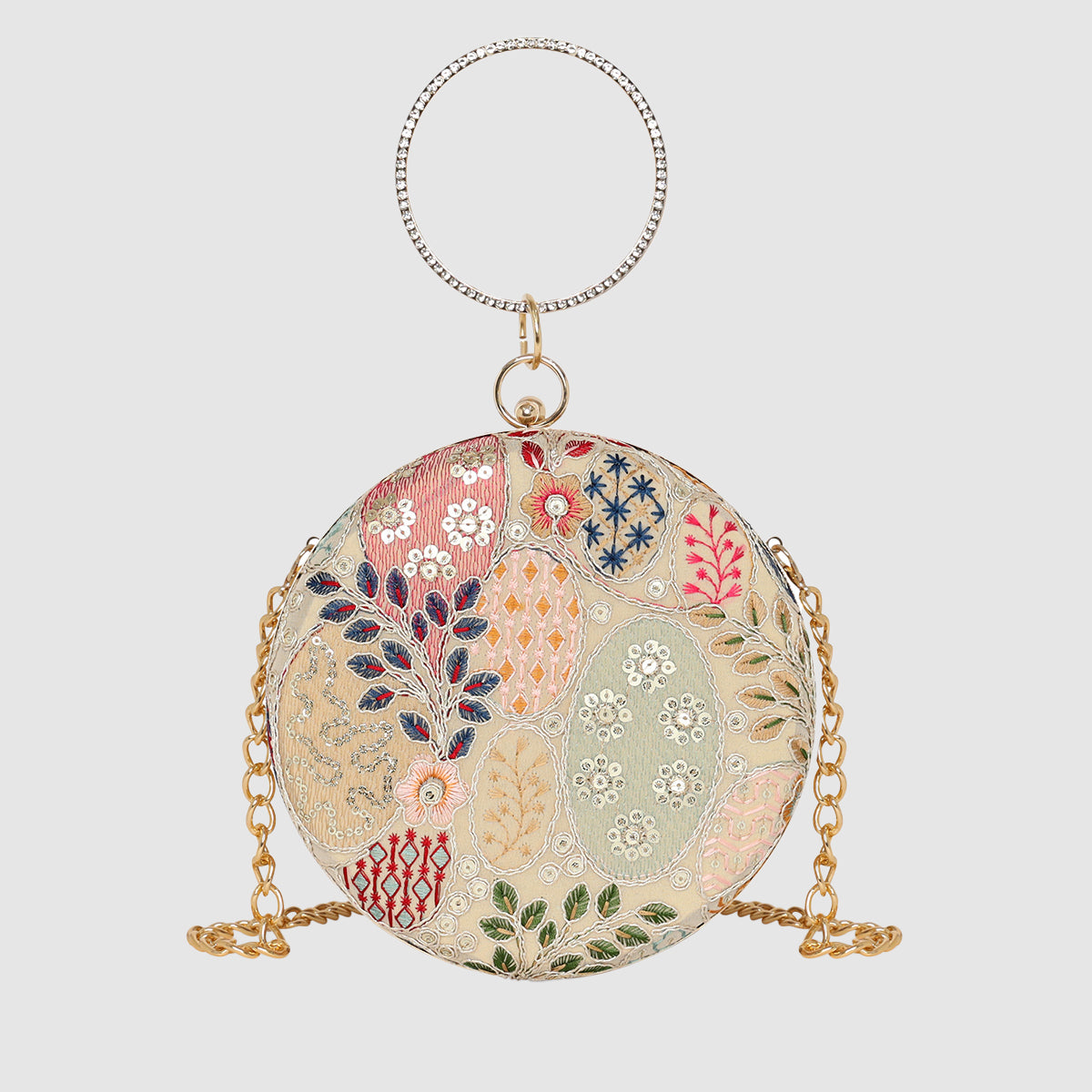 Blossom Embroidered Round Clutch  For Womens Main image