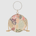 Blossom Embroidered Round Clutch  For Womens