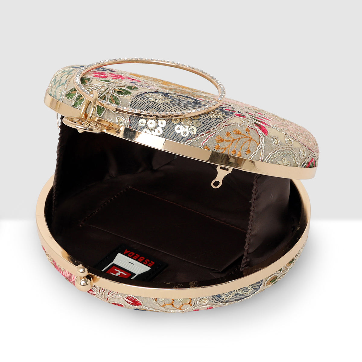 Blossom Embroidered Round Clutch  For Womens