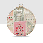 Regal Stripes & Florals Round Clutch For Womens