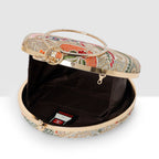 Regal Stripes & Florals Round Clutch For Womens